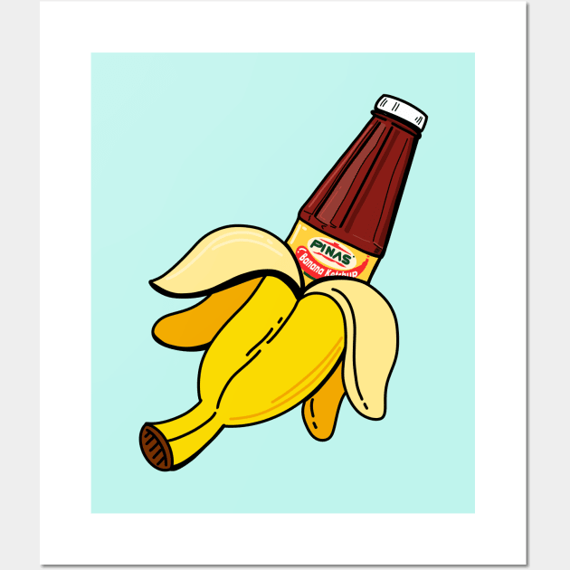 BANANA KETCHUP FILIPINO POCKET DESIGN BLUE Wall Art by Aydapadi Studio